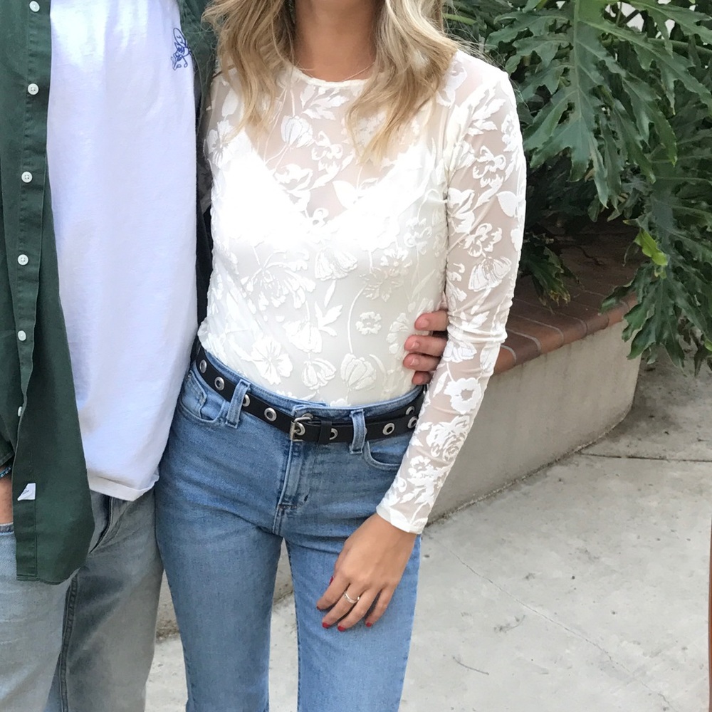 Floral see through bodysuit